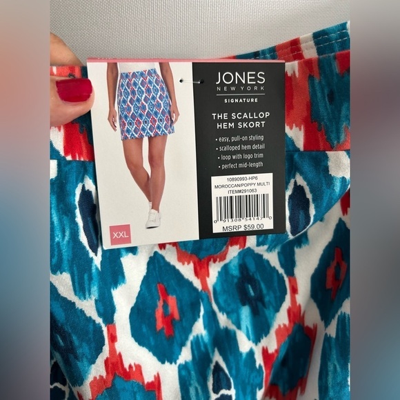 Jones New York Golf Tennis Geometric Blue Oversized Confort Plus Size Skort XXL - Picture 3 of 8